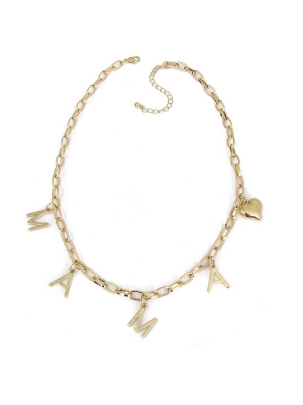 Mama Theme Charm Necklace, Gold Tone, NEW